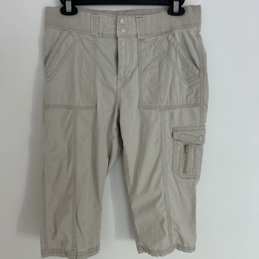 Lee Easy Fit Women's 30 Inch‎ Waist pull On Cargo Long Shorts M Khaki